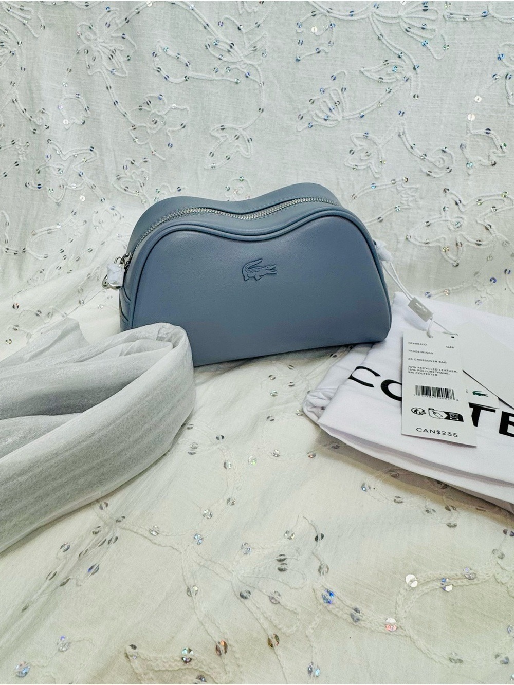 NWT 2026 Lacoste Mini Lora Shoulder Crossbody Bag Tradewinds Blue Leather